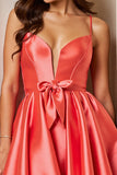 Orange Corset Satin Short Homecoming Dress with Bow
