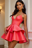 Orange Corset A Line Tiered Short Homecoming Dress