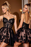Black Tulle Corset Short Lace Homecoming Dress