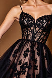 Black Tulle Corset Short Lace Homecoming Dress