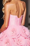 Pink Floral Tulle Corset Short Homecoming Dress