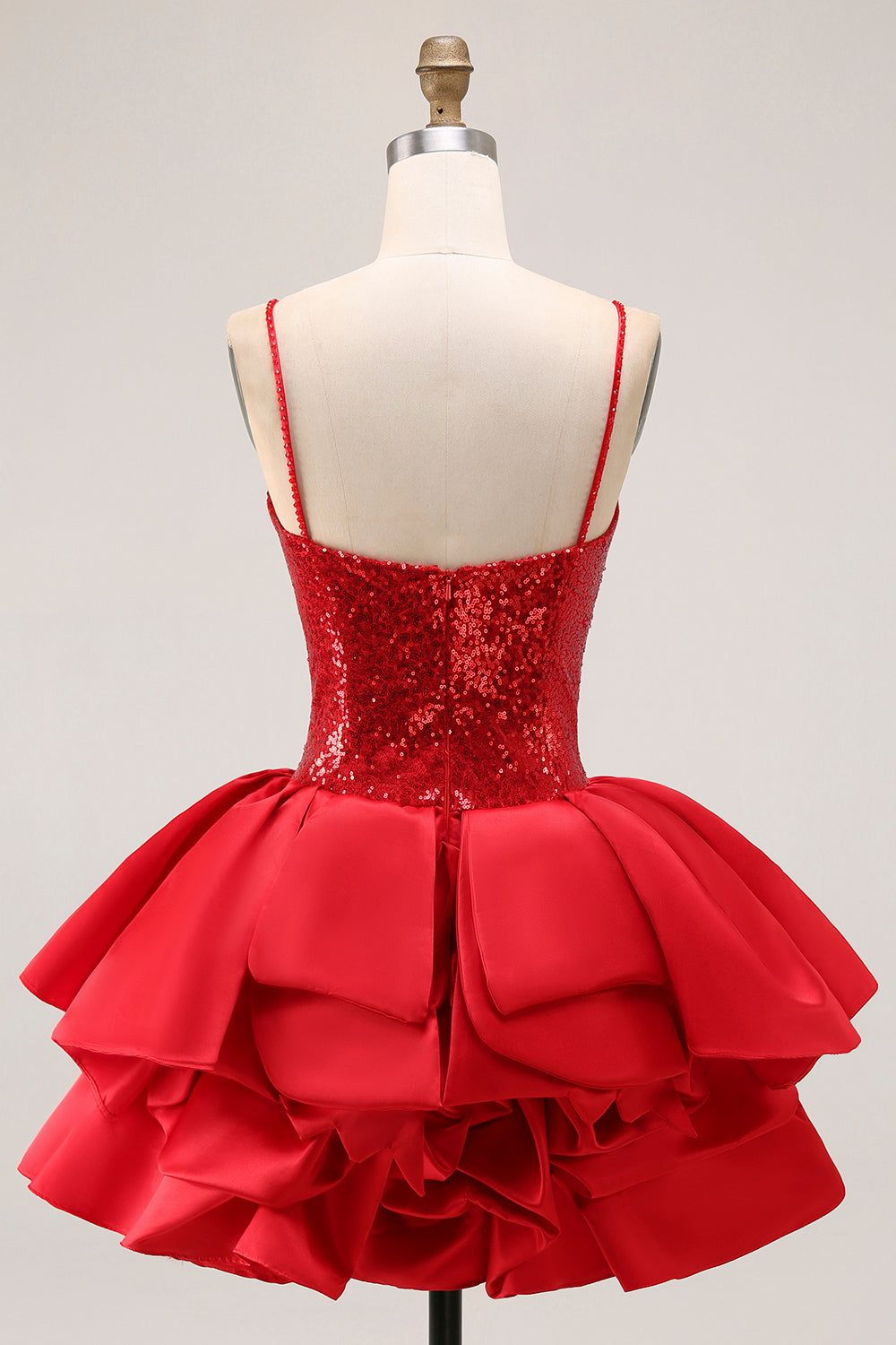 Sparkly Red Sequin Corset Short Homecoming Dress with Ruffles