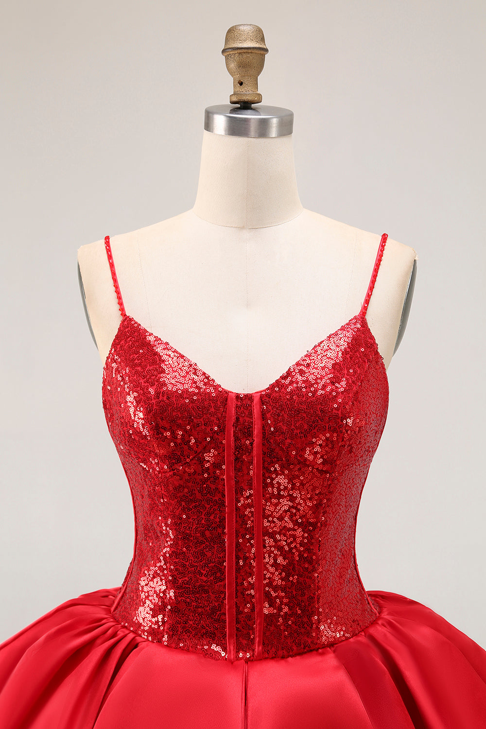 Sparkly Red Corset A Line Short Homecoming Dress with Ruffles