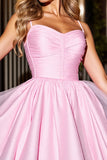 Pink Tulle Ruched A Line Short Homecoming Dress