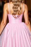 Pink Tulle Ruched A Line Short Homecoming Dress