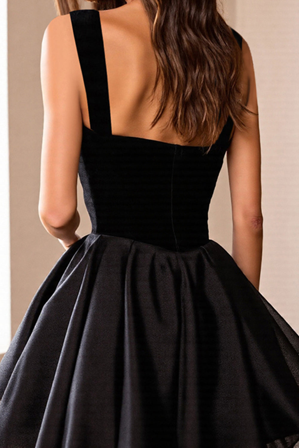 Sparkly Black A Line Satin Short Homecoming Dress