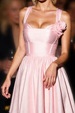 Pink Satin A Line Short Homecoming Dress with 3D Flowers