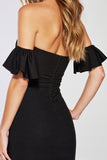 Black Satin Strapless Bodycon Short Homecoming Dress