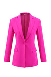 Fuchsia 2 Piece Satin Long Sleeves Business Suits with Pockets
