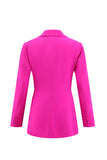 Fuchsia 2 Piece Satin Long Sleeves Business Suits with Pockets
