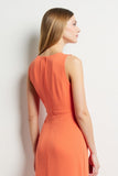 Orange V-Neck Long Ruched Work Jumpsuits with Ruffles