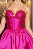 Sparkly Fuchsia Corset Satin Sweetheart Short Homecoming Dress