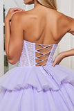 Lavender Corset Tulle A Line Sweetheart Short Homecoming Dress