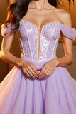 Sparkly Lilac Corset A Line Tulle Short Homecoming Dress
