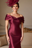 Burgundy Mermaid Long Satin Mother of the Bride Dress