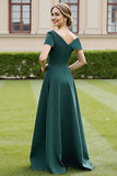 Pine A Line Long Satin Mother of the Bride Dress with Pockets