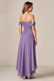 Tahiti Off the Shoulder Chiffon Long Mother of the Bride Dress with Ruffles