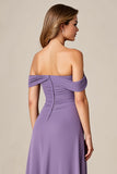 Tahiti Off the Shoulder Chiffon Long Mother of the Bride Dress with Ruffles