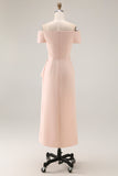 Apricot Ruched Sheath Long Mother of the Bride Dress with Sleeves