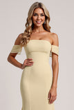 Mermaid Daffodil Chiffon Off The Shoulder Long Bridesmaid Dress