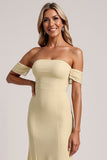 Mermaid Daffodil Chiffon Off The Shoulder Long Bridesmaid Dress