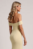 Mermaid Daffodil Chiffon Off The Shoulder Long Bridesmaid Dress