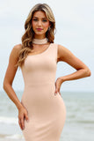 Apricot Mermaid Long Asymmetrical Bridesmaid Dress