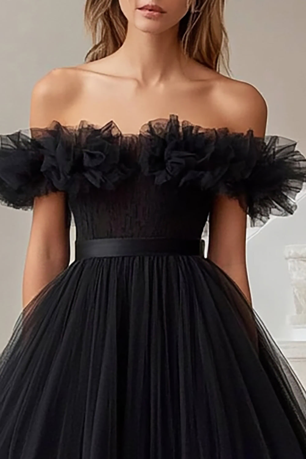 black high low off the shoulder dress Black Off the Shoulder Dress 36687
