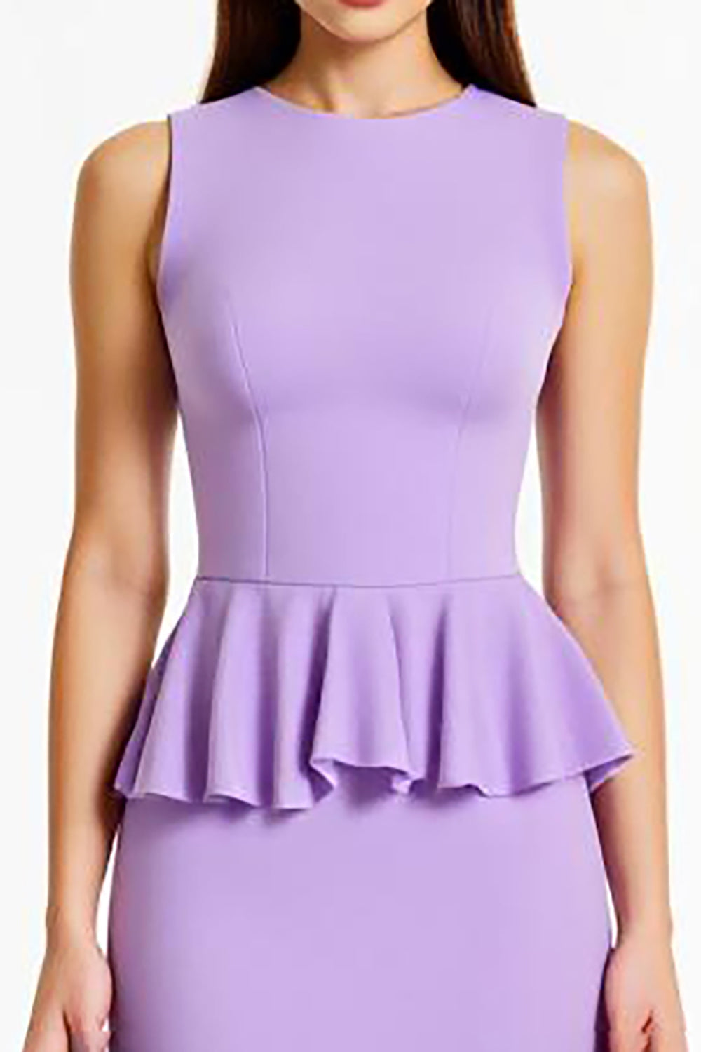 Lilac Sheath Long Sleeveless Formal Dress with Ruffles