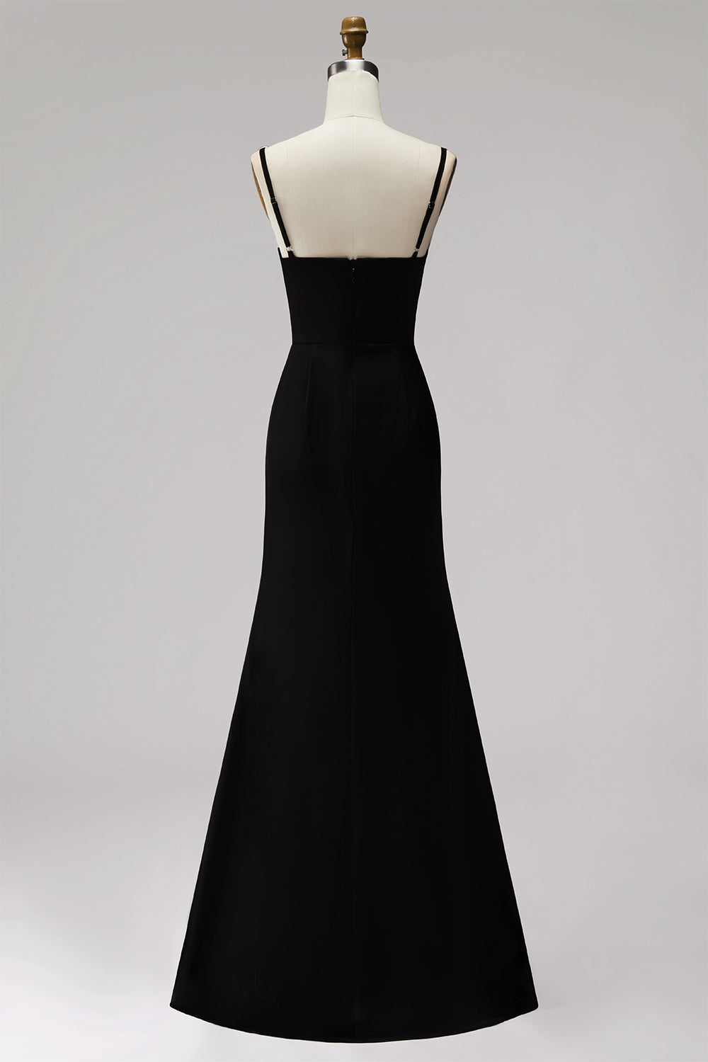 Black White Sheath Deep V-Neck Satin Long Formal Dress with Slit