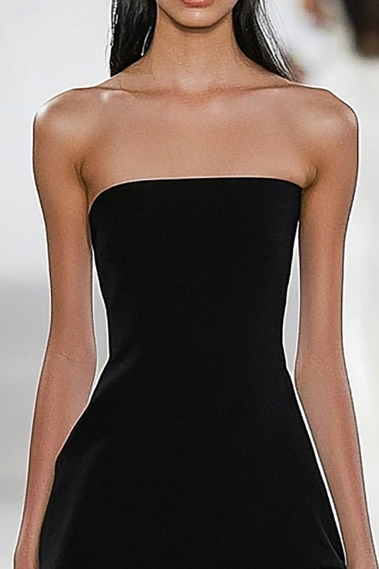 Black A Line Square Neck Satin Short Graduation Dress with Ruffles