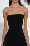 Black A Line Square Neck Satin Short Graduation Dress with Ruffles