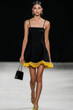 Black A Line Spaghetti Straps Satin Short Graduation Dress with Ruffles