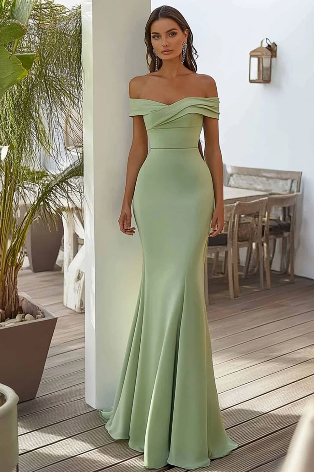 Navy Off the Shoulder Mermaid Long Satin Formal Dress