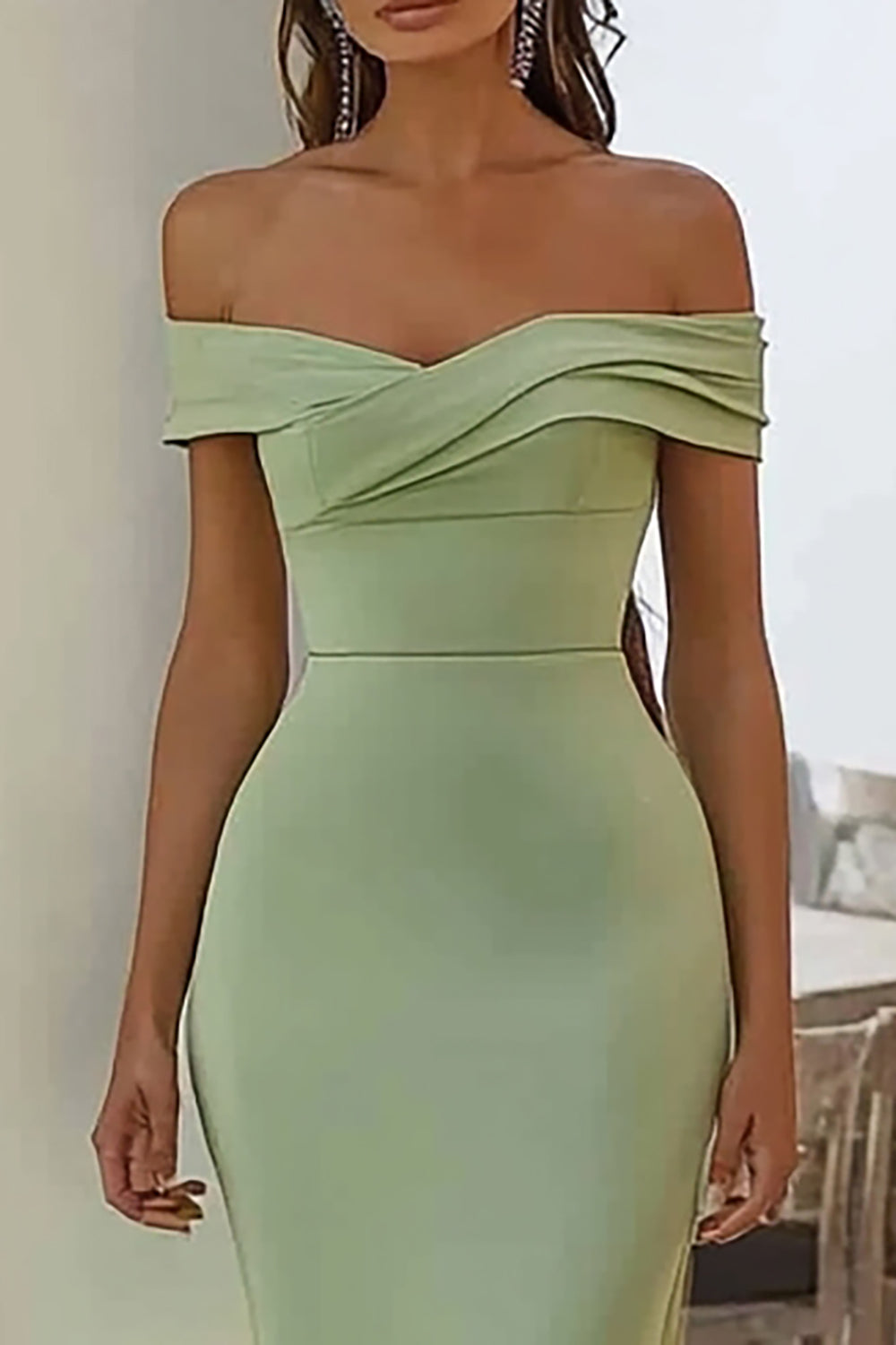 Navy Off the Shoulder Mermaid Long Satin Formal Dress