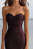 Coffee Mermaid Chiffon Long Sweetheart Formal Dress