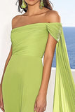 Lemon Green Mermaid Long Formal Dress with Cape