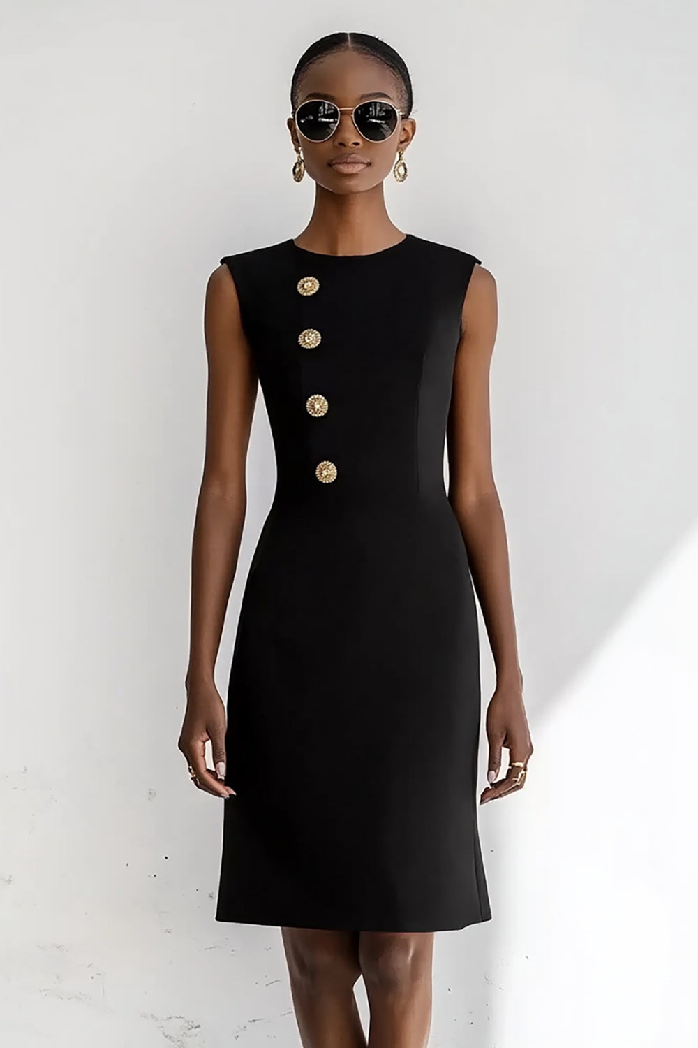 Black Round Neck Bodycon Short Work Blazer Dress