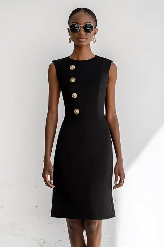 Black Round Neck Bodycon Short Work Blazer Dress