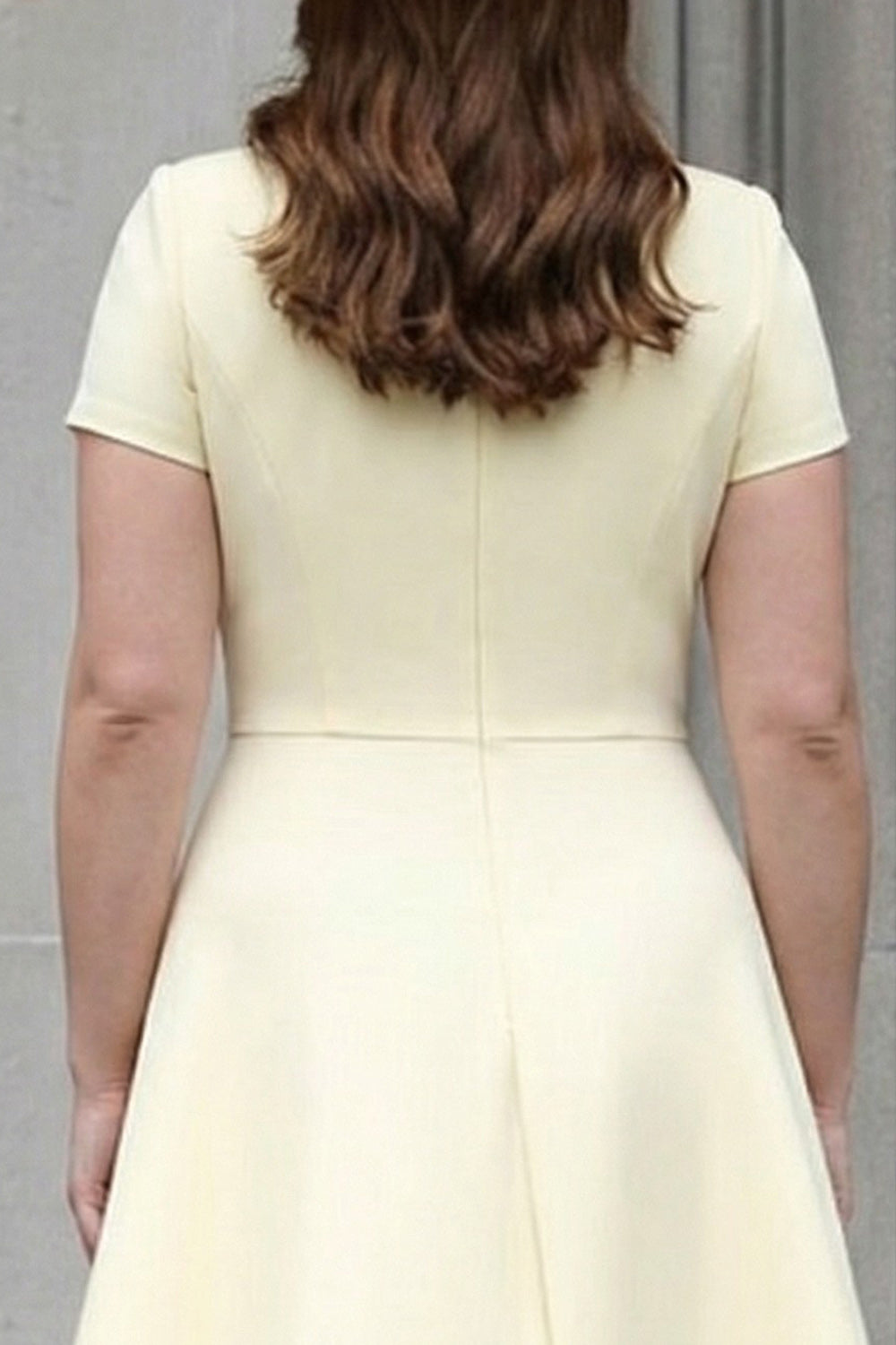 Plus Size Daffodil A Line Satin Bateau Neck Midi Work Dress with Sleeves