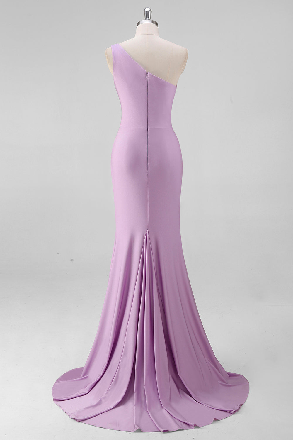 Black Mermaid Satin One Shoulder Long Formal Dress with Slit