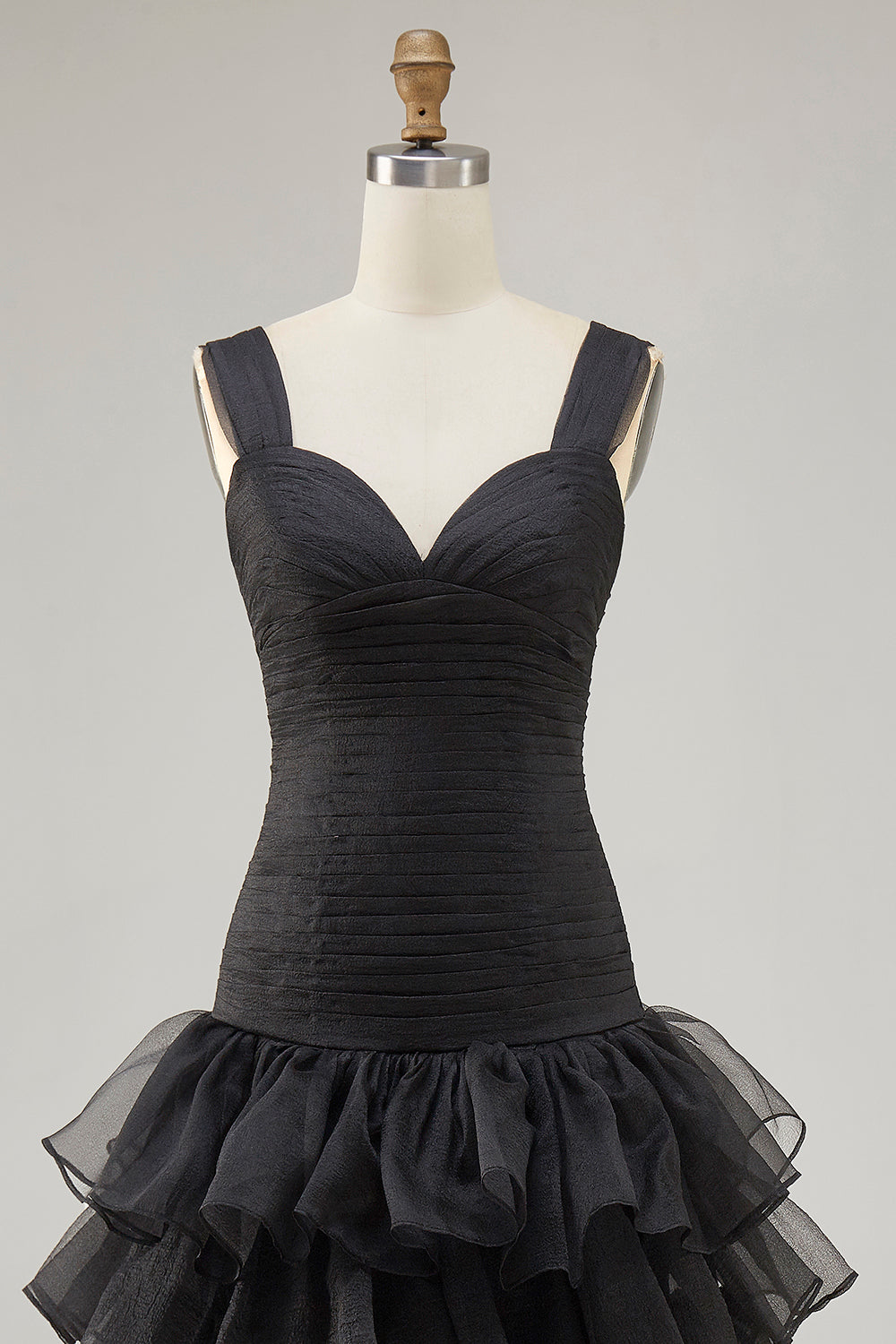 Black Sweetheart Organza High-Low Formal Dress with Ruffles