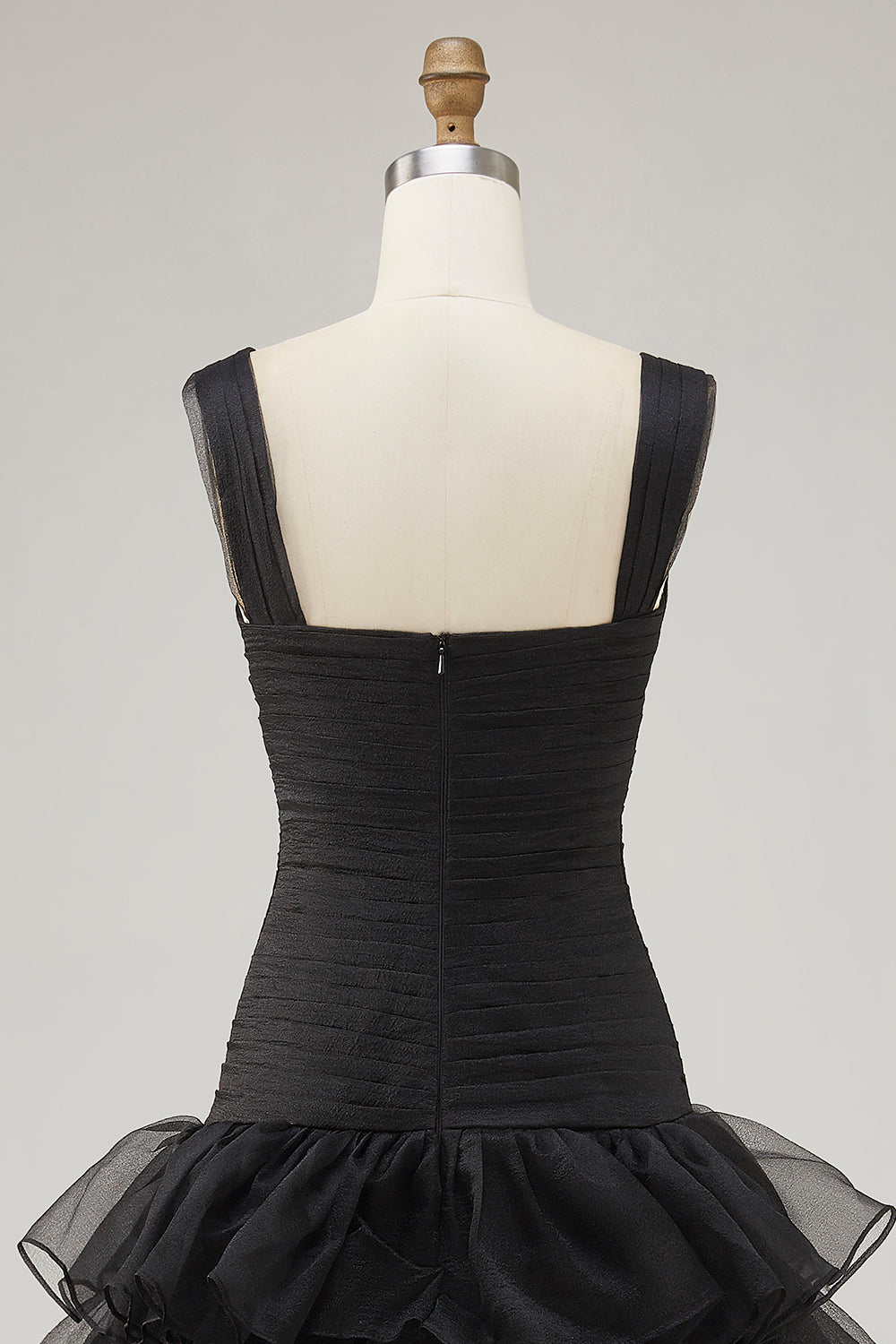 Black Sweetheart Organza High-Low Formal Dress with Ruffles
