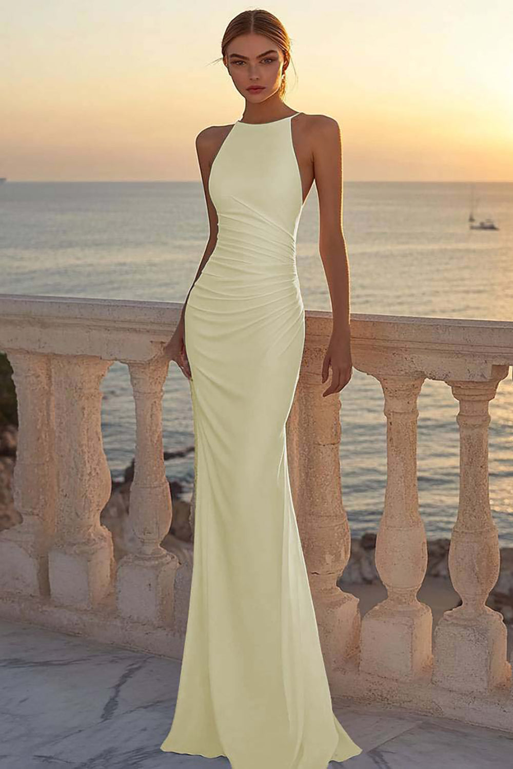 satin boho dress Boho Satin Wedding Dress V Neck Lace Sleeves Lisposa