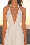Ivory A Line V Neck Satin Short Graduation Dress