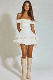 Ivory A Line Short Graduation Dress with Ruffles