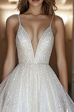 Ivory Sequins Short Deep V Neck A Line Graduation Dress