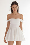 Ivory Chiffon Off The Shoulder A Line Short Graduation Dress