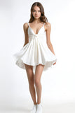 White A Line Spaghetti Straps Chiffon Short Graduation Dress with Ruffles