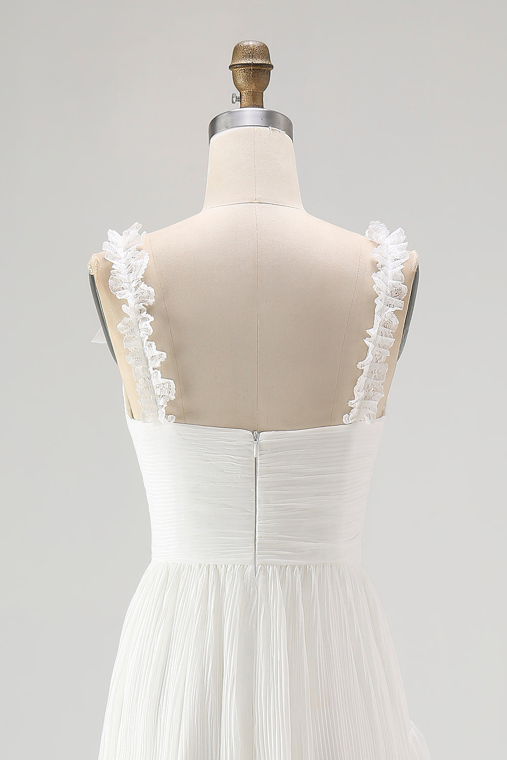 Ivory Tiered Ruffled A Line V-Neck High-Low Western Wedding Dress